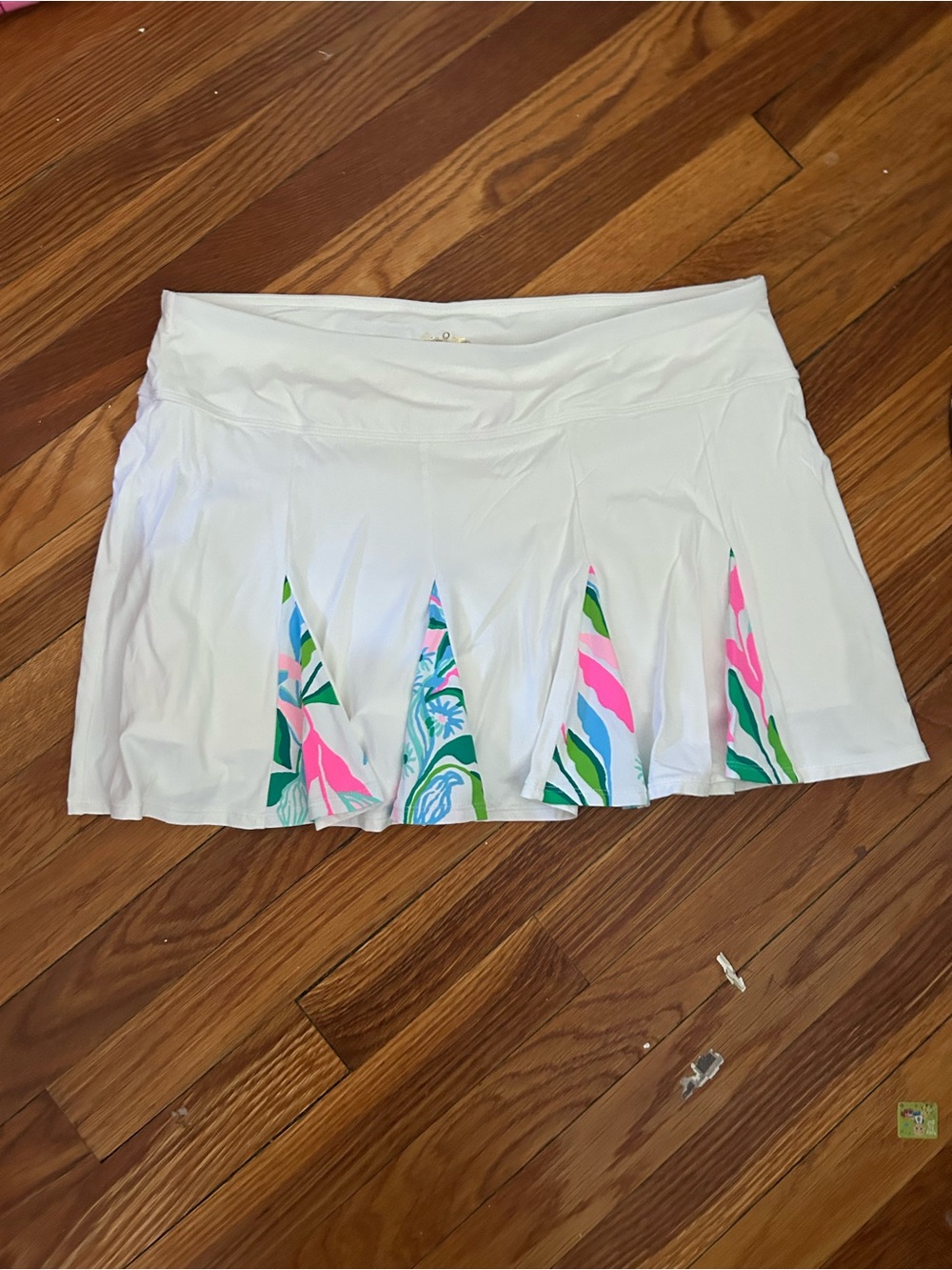 Lilly Pulitzer White Skirt with Pink & Green Floral Inserts